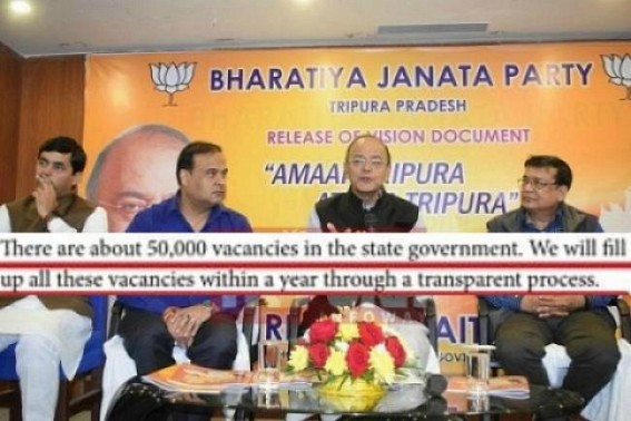 BJPâ€™s massive JUMLA frustrates unemployed youths in Tripura, 50,000 Govt jobs in 1st year â€˜Writtenâ€™ promise turns biggest lie to win 2018-Election